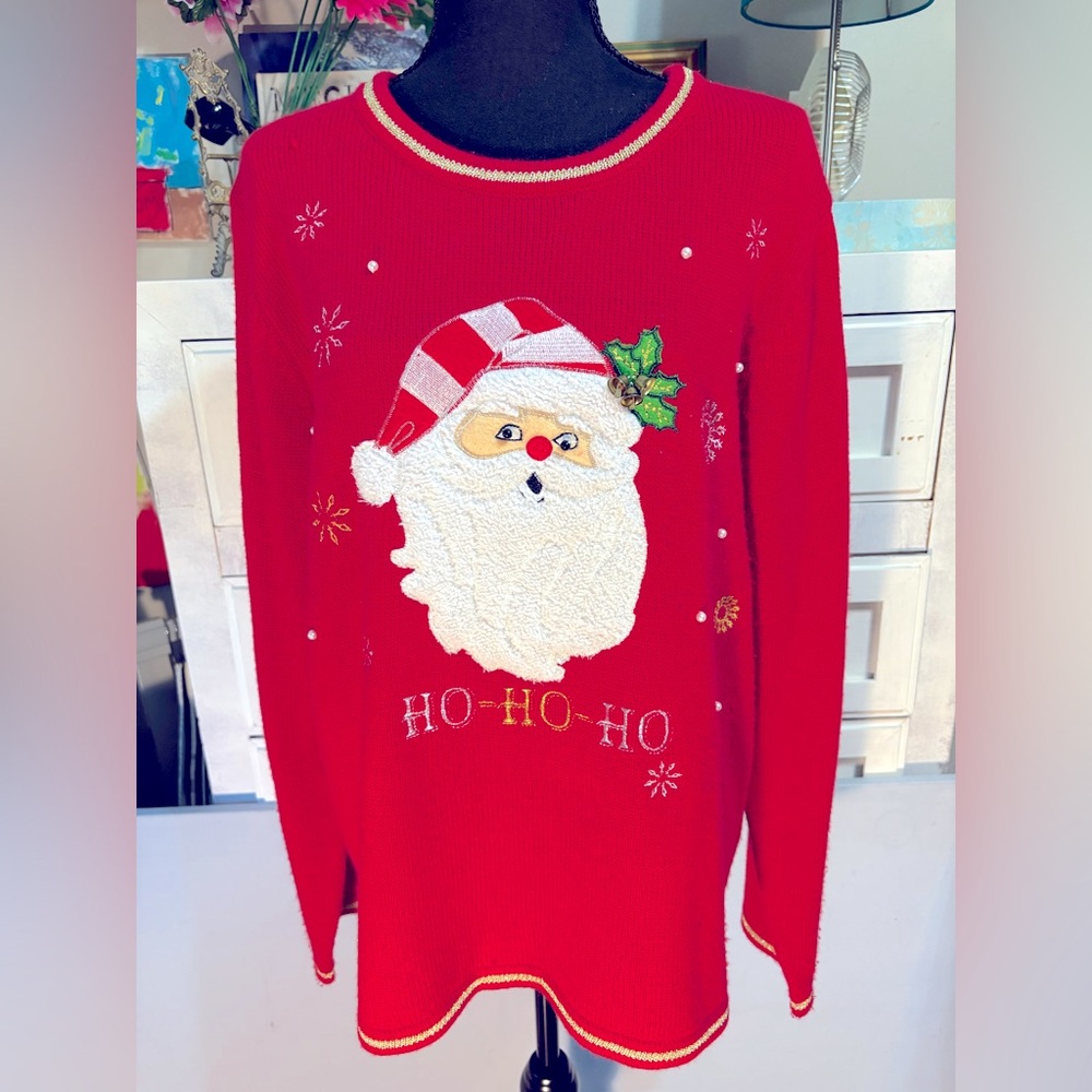 🎄CHRISTMAS SWEATER🎄Santa Claus Ugly/Cute “HoHoHo” Sweater Size XXL/2XG (20)